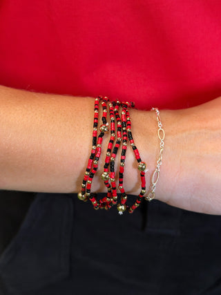 Team Spirit Bracelet Stack in Red & Black