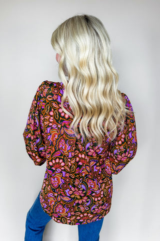 Dear Scarlett Liz Smocked Long Sleeve Top in Olive