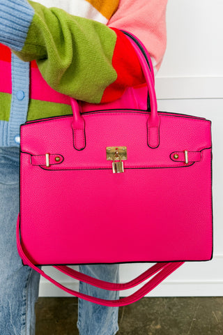 The Audrey Satchel Handbag in Fuchsia
