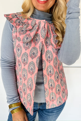 Cottage Garden Pink Printed Vest
