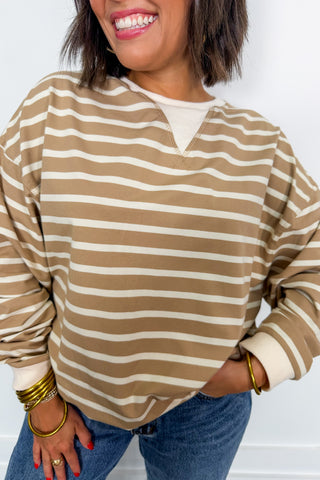 Favorite Stripe Pullover in Taupe & Cream