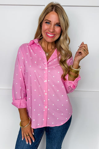 Sweet Spot Button-Up Top in Pink