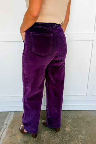 The Heather Corduroy Barrel Pants in Wine