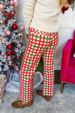 Christmas Cheer Plaid Wide Leg Pants