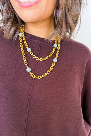 Longwood Bead Station Necklace in Jade