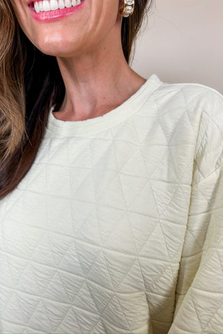 Quilted Cream Long Sleeve Top