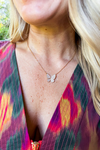 Briar CZ Butterfly Necklace in Gold