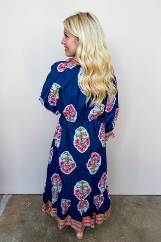 The Juliette Dress in Navy Floral Print