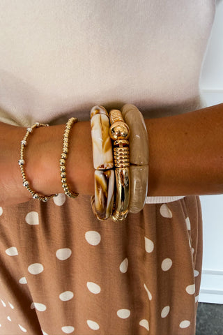 Modern Classic Bracelet Stack in Beige