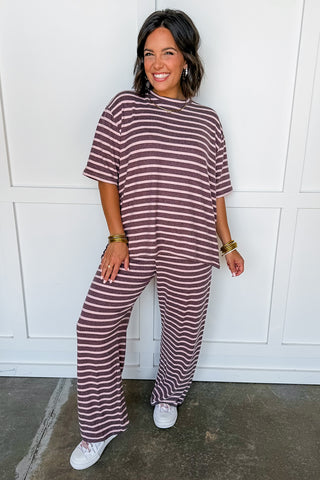 Slow Morning Striped Lounge Set in Mauve