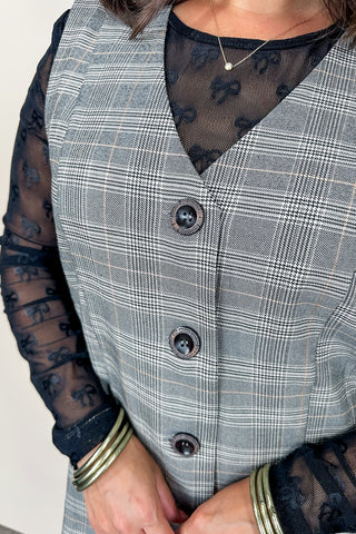 Black Coquette Bow Lace Long Sleeve Layering Top