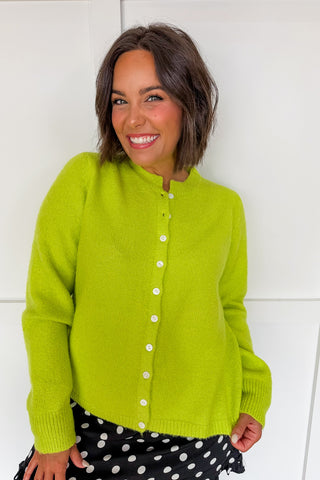 The Hallie Knit Cardigan in Lime