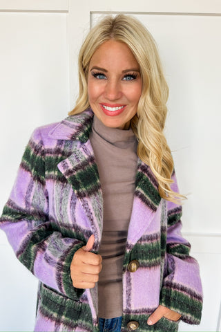 Lavender Haze Plaid Statement Coat