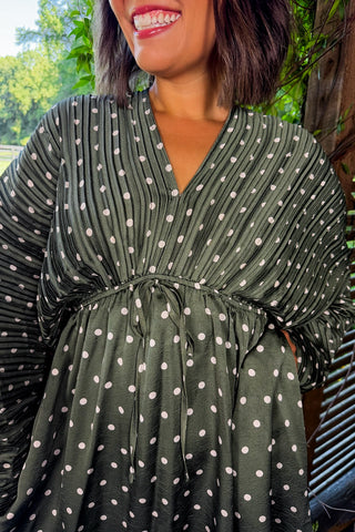 Ready For Anything Dot Dress in Olive
