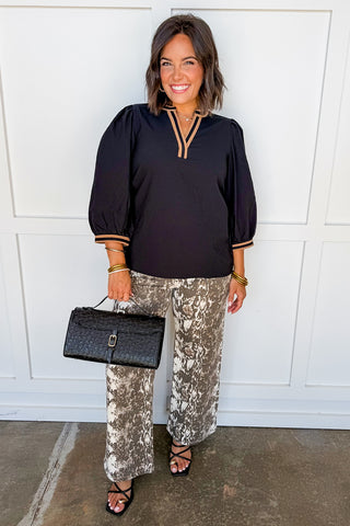 The Tamryn Top in Black/Tan by Mary Square