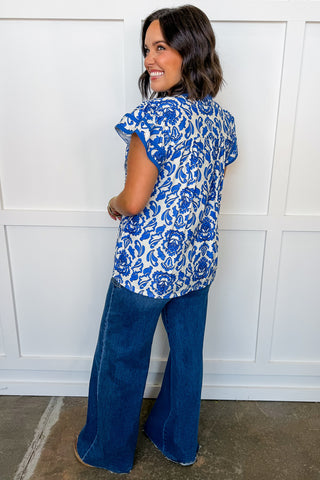 Southern Charm Statement Top in Blue