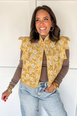 Cottage Garden Yellow Printed Vest