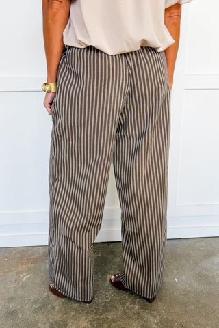 Mocha Market Stripe Drawstring Pants