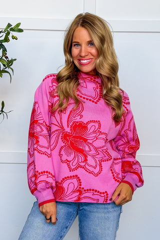 Petal Press Scallop Hem Sweater in Pink