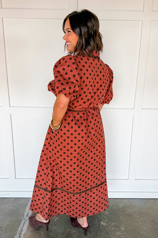 Dotted In Style Midi Tie Waist Dress