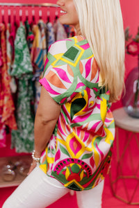 Bold Abstract Pleat Top