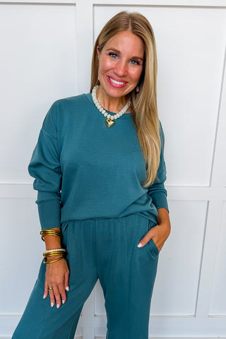The Haven Relaxed Pullover in Teal