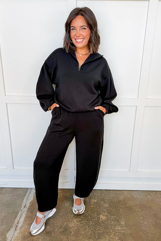 The Off Duty Quarter Zip Set in Black