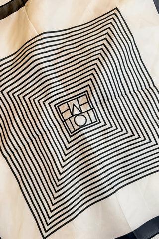 Black & White Striped Silk Scarf