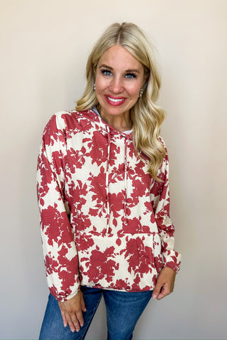 Floral Print Casual Long Sleeve Hoodie