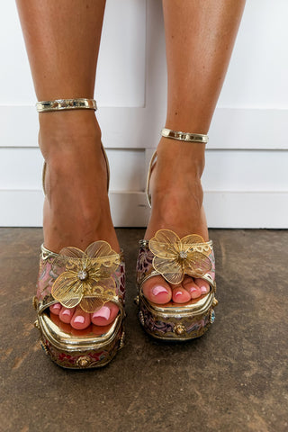 Majestic Jewel Platform Heels in Pink