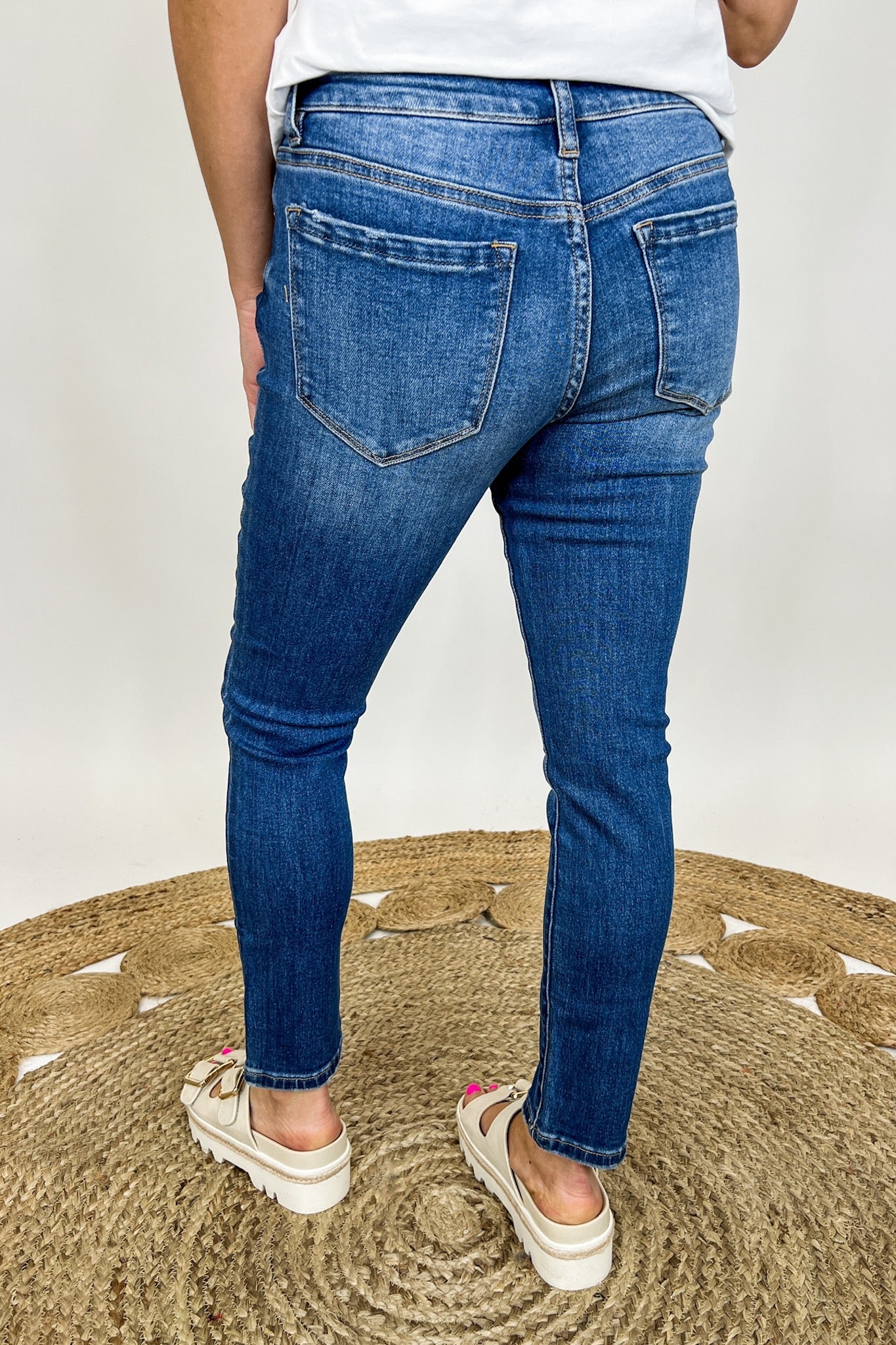 Mica Straight Leg Ankle Jeans in Darker Wash