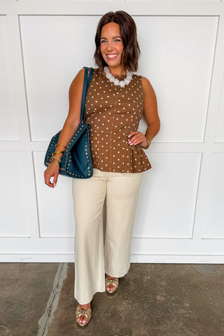 Cutie Peplum Top in Brown