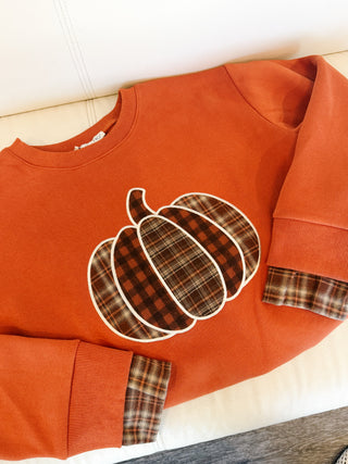 Patch Of Plaid Pumpkin Knit Top