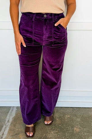 The Heather Corduroy Barrel Pants in Wine