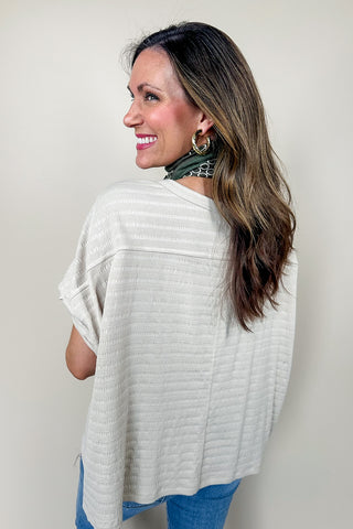 Oatmeal Casual Short Sleeve Knit Tee