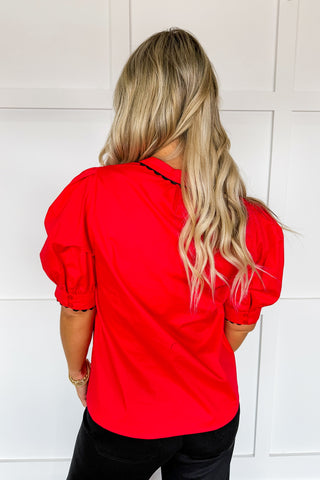 The Elaine Top in Red/black by Mary Square