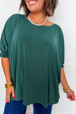 Dear Scarlett Mila Smocked Dolman Sleeve Top in Jewel Green