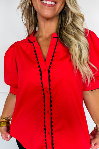 The Elaine Top in Red/black by Mary Square
