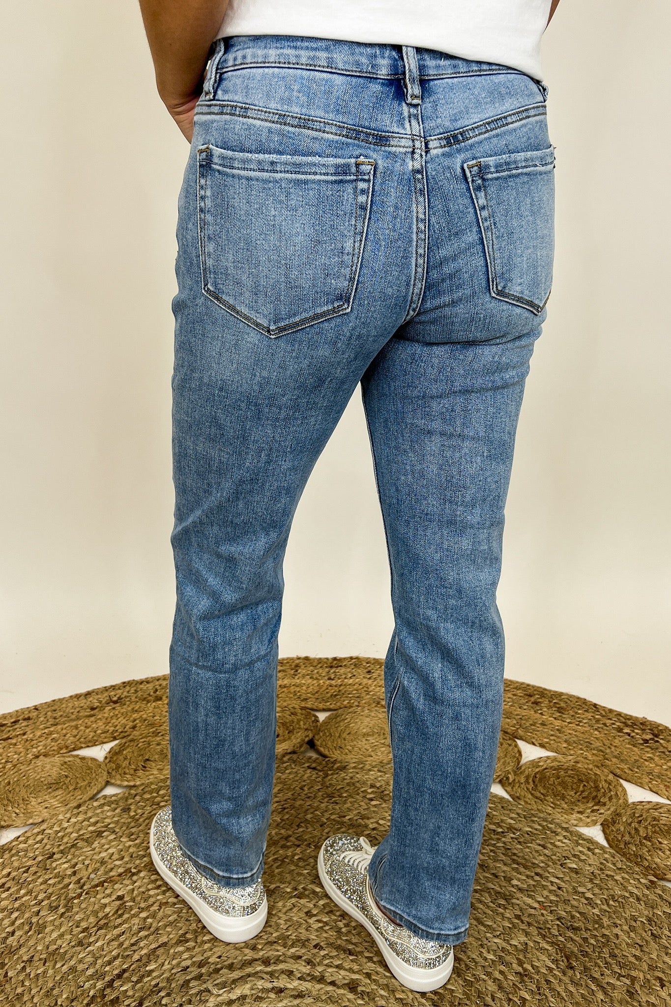 Medium Wash Mid Rise Straight Mica Jeans