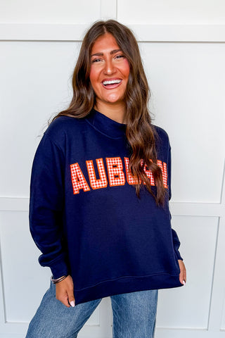 Auburn Gingham Mallory Mock Neck Sweatshirt