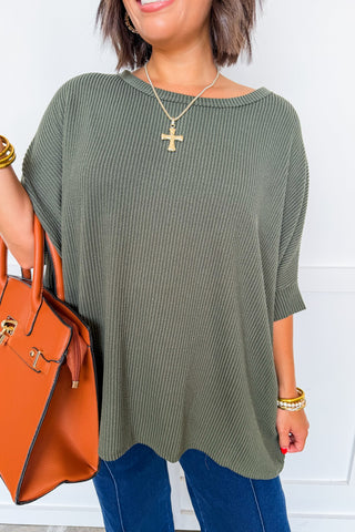 Dear Scarlett Essential Ribbed Top in Olive