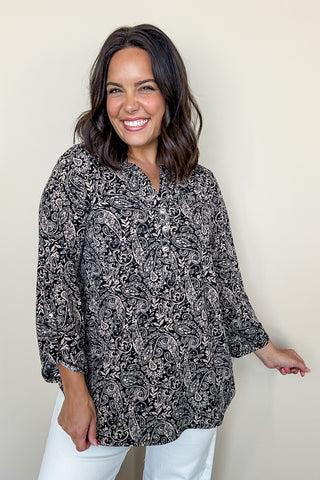 Dear Scarlett Liz Luxe Top in Black & Beige