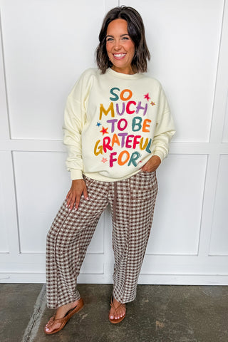 Easy Living Gingham Barrel Pants in Mocha