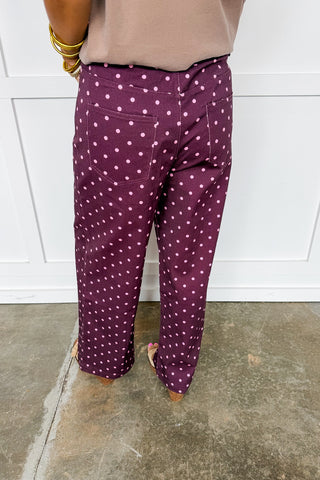 The Samantha Dot Pants in Burgundy