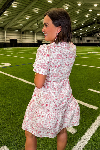 The Ivy Mini Dress in Team Toile Red by Mary Square