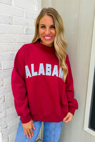 Alabama Gingham Mallory Mock Neck Sweatshirt