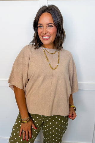 Cozy Essential Knit Top in Tan