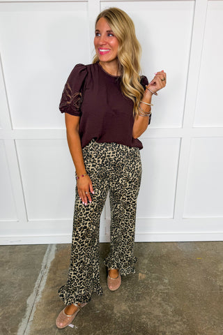 Cheetah Pants With Ruffle Hem