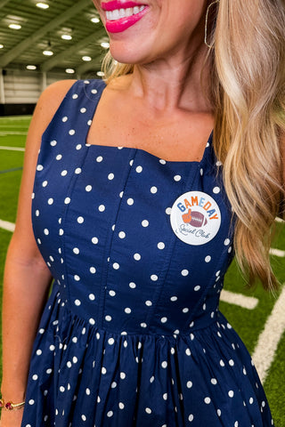 Navy/Orange Game Day Social Club Pinback Button