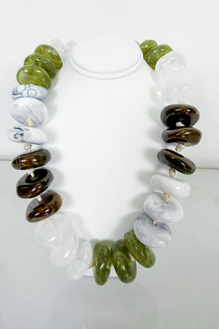 Delaney Beaded Necklace in Olive